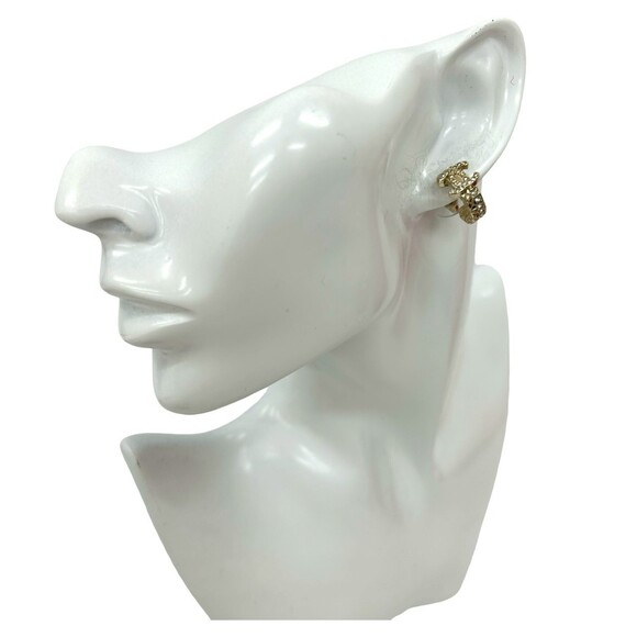 CHANEL Gold Logo Earrings